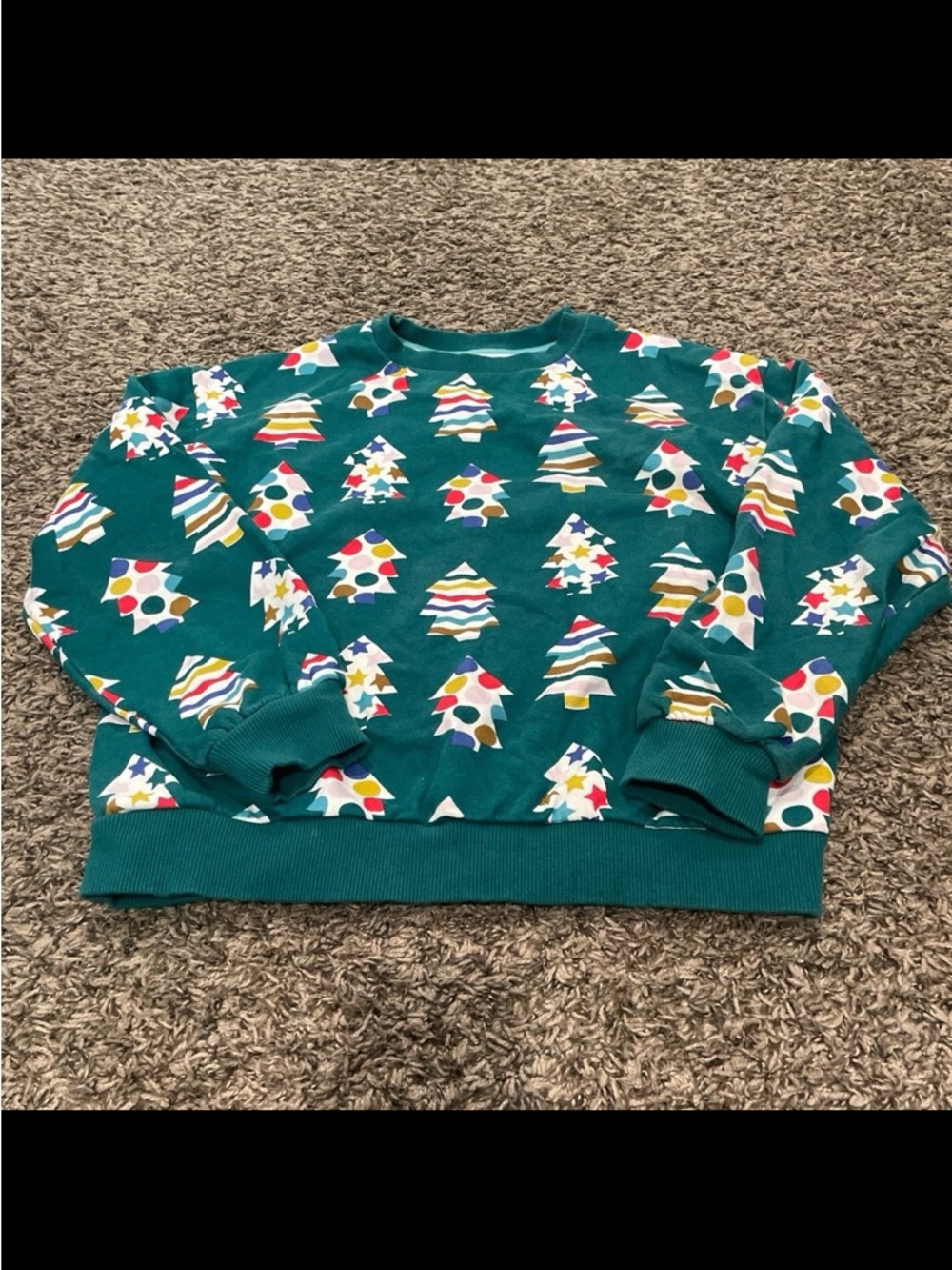 Mini Boden Christmas tree crewneck sweatshirt, kids size 11/12 years